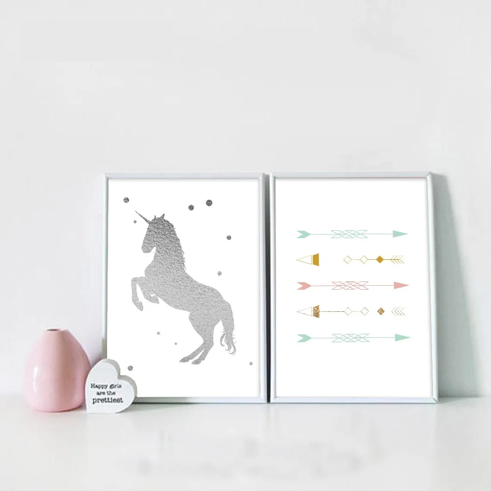 Unicorn-Pink-Heart-Arrow-Canvas-Art-Poster-Cartoon-Nursery-Quote-Print-Painting-Nordic-Wall-Pictures-Kids(1)