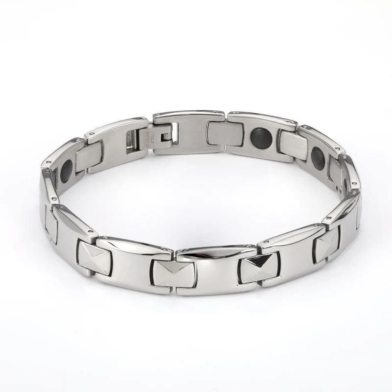 2019 fashion man titanium stainless steel jewelry male Charm Bangles silver color tungsten design magnetic bracelets for men (1)