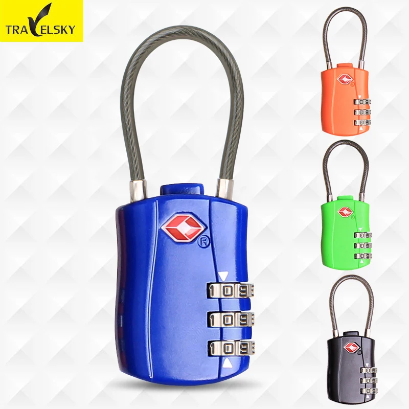 Free shipping 1pcs  travel luggage lock anti-theft lock TSA customs metal three layer password locks 4 colors 13324