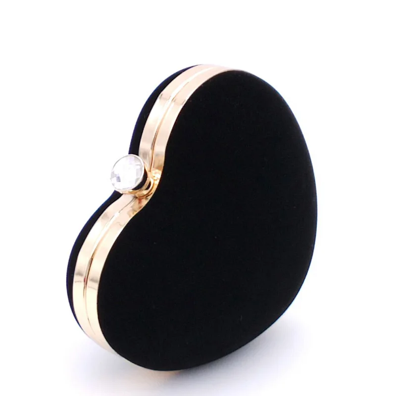 

TFTP-Heart Shaped Diamonds Women Evening Bags Chain Shoulder Purse Day Clutches Evening Bags For Party Wedding(Black)
