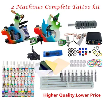 

2 Tattoo Machine Optional Tattoo Inks Power Supply Needles Tips Tattoo Kit