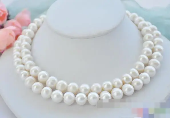 

song voge gem nanJ2450 2row ROUND WHITE Freshwater cultured PEARL NECKLACE