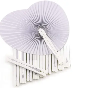 

36 Pcs White Wedding Fan - Fans for Ceremony Invitations Heart Shaped Folding - White Wedding Fan Paper Heart Gadgets for Wedd