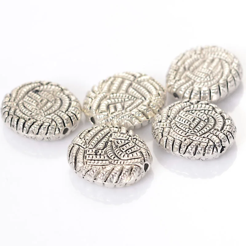 

Miasol 30 Pcs 14x4MM Antique Silver Color Stripe Round Antique Design Charms Spacer Beads For Diy Jewelry Making Finding