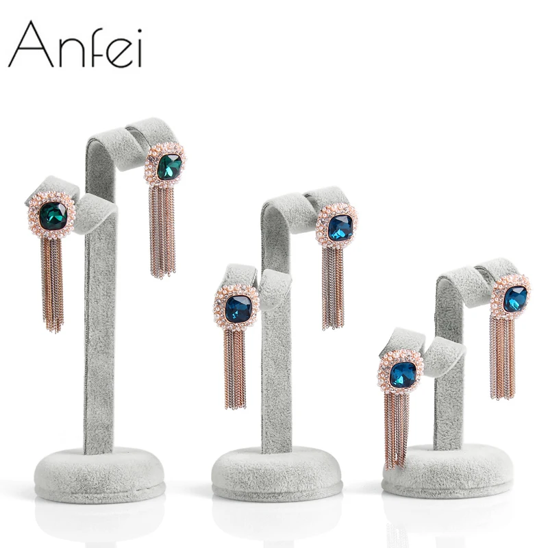 

ANFEI Hot Selling 3Pc/set Gray Earring Ear Stud Jewelry Display Stand Storage Hanger Holder Show Rack earring organizer rack