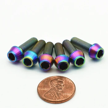 

Titanium bolts M5 16 mm 18mm 20mm Ti Bolt Gold/ Multiple/ Ti color Hexagon Cone Head Cap titanium screws Ti fastener 4pcs/6pcs