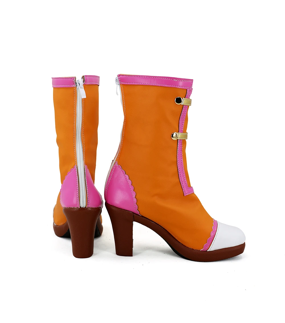 Aikatsu Arisugawa Otome Cosplay Boots Orange High Heel Shoes Cosplay  (2)