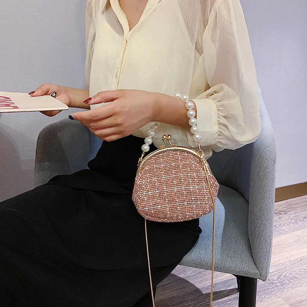 Women Bag Pearls Two Packages Messenger Bag Luxury handbag Holiday Beach Bag Purse Student bags for women Composite bag bolsos