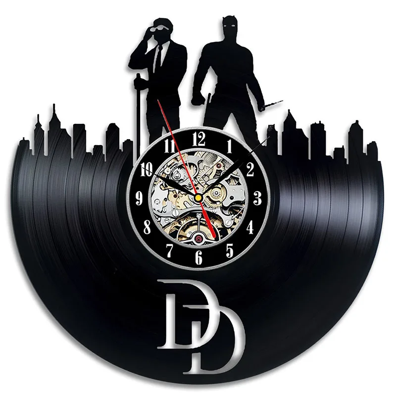

Creative CD Record Wall Clock Daredevil Gift Art Decor Vinyl Record LED Clock Antique Style Home Record Vintage Decoration