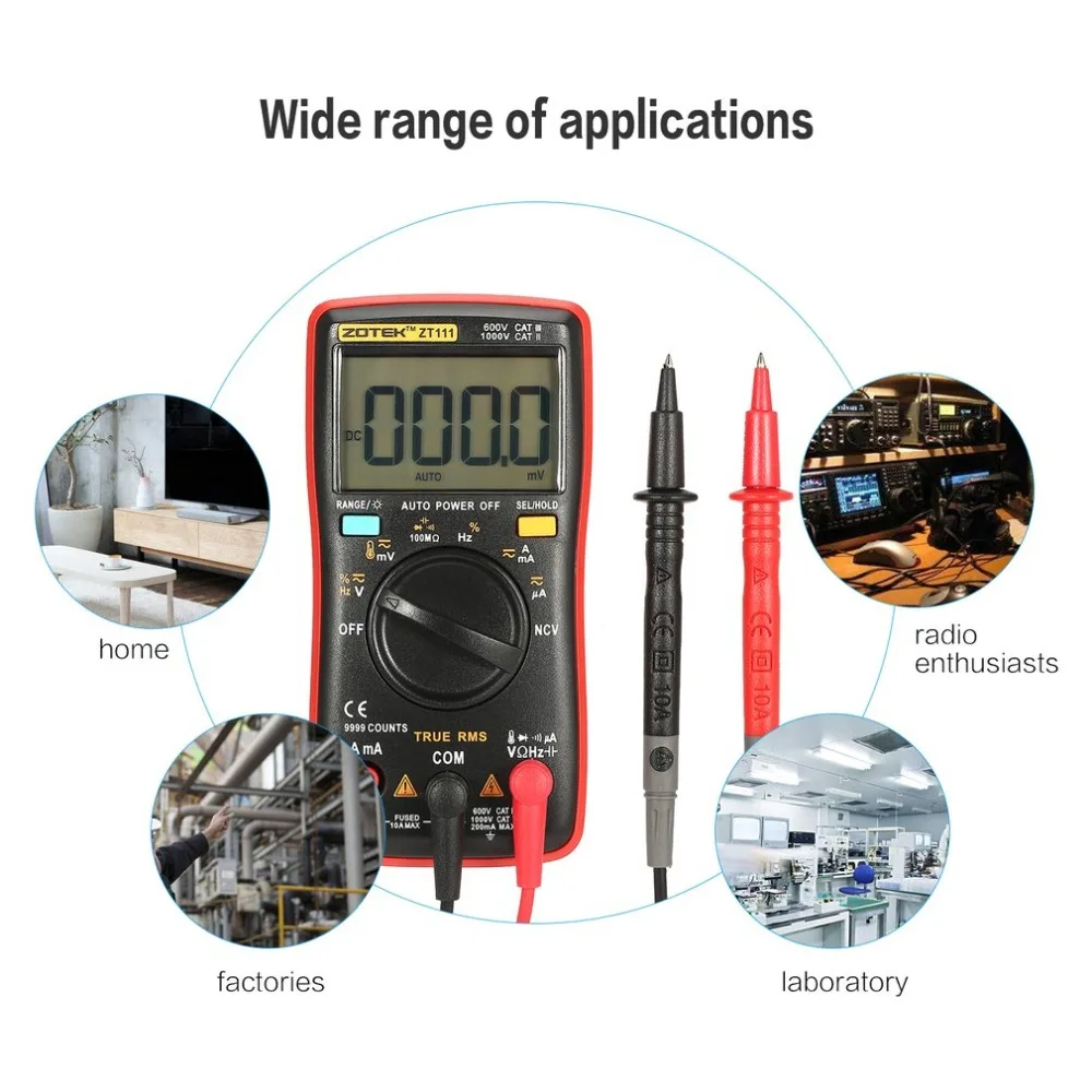 ZOTEK ZT102 мини 9999 отсчетов Диапазон Цифровой мультиметр AC/DC тестер напряжения тока с температурой и NCV измерения J15C17