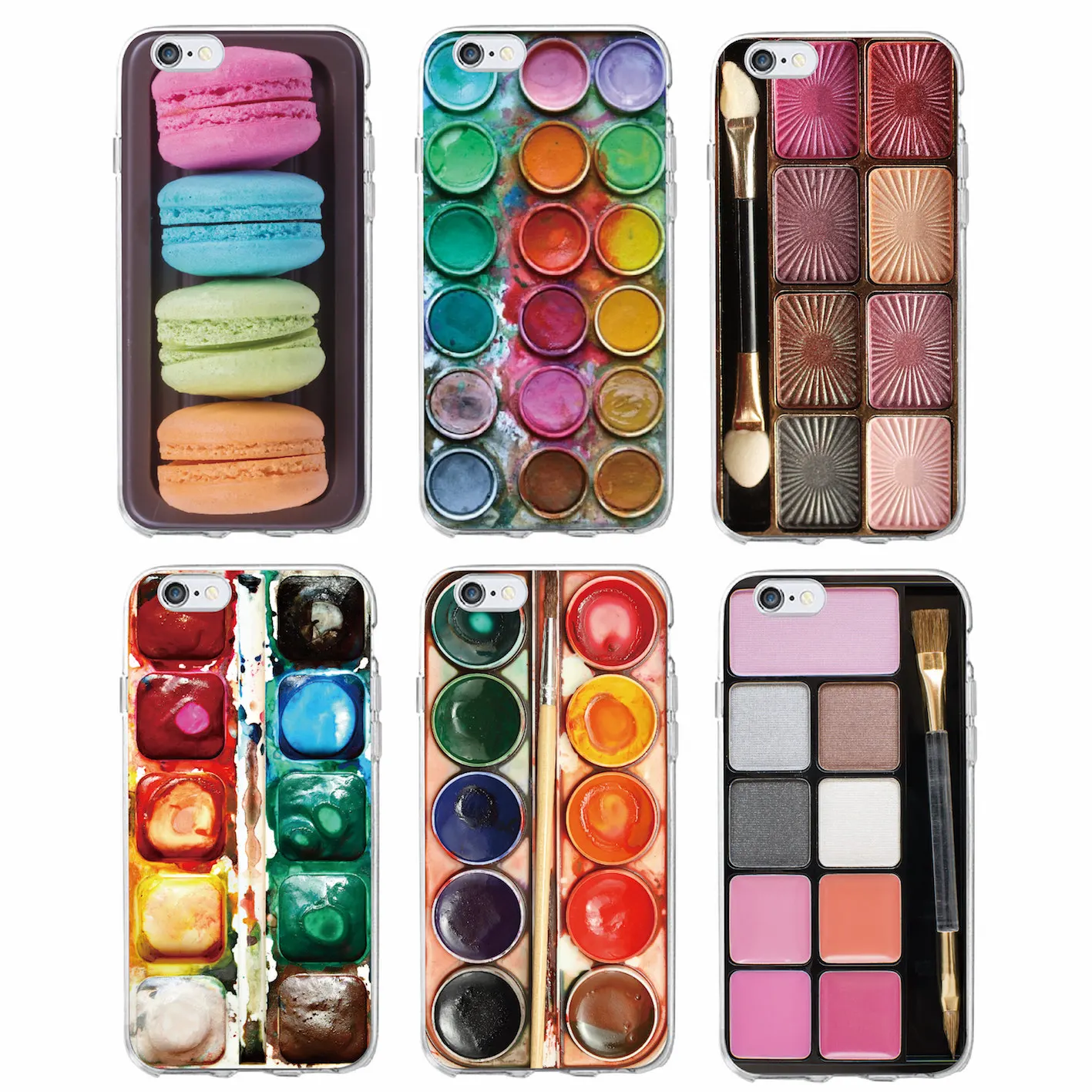 

Colorful Watercolors Set Paint Palette Macaroon Makeup Soft Phone Case Fundas For iPhone 11 Pro 6 6S 7 7Plus 5 8 8Plus X XS Max