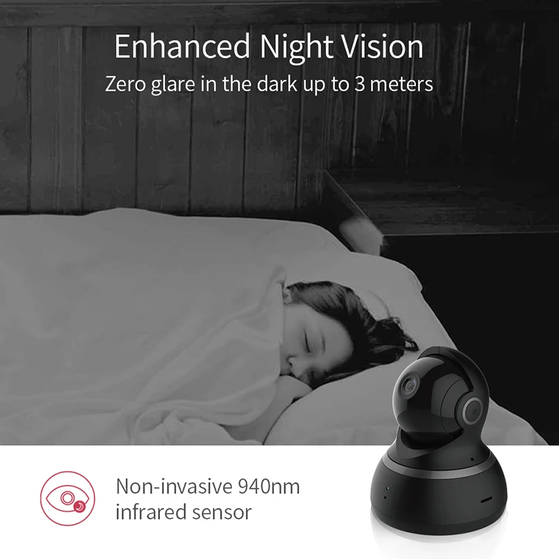 YI Dome Camera 1080P Pan/Tilt/Zoom Wireless IP Security Surveillance System Complete 360 Degree Cov