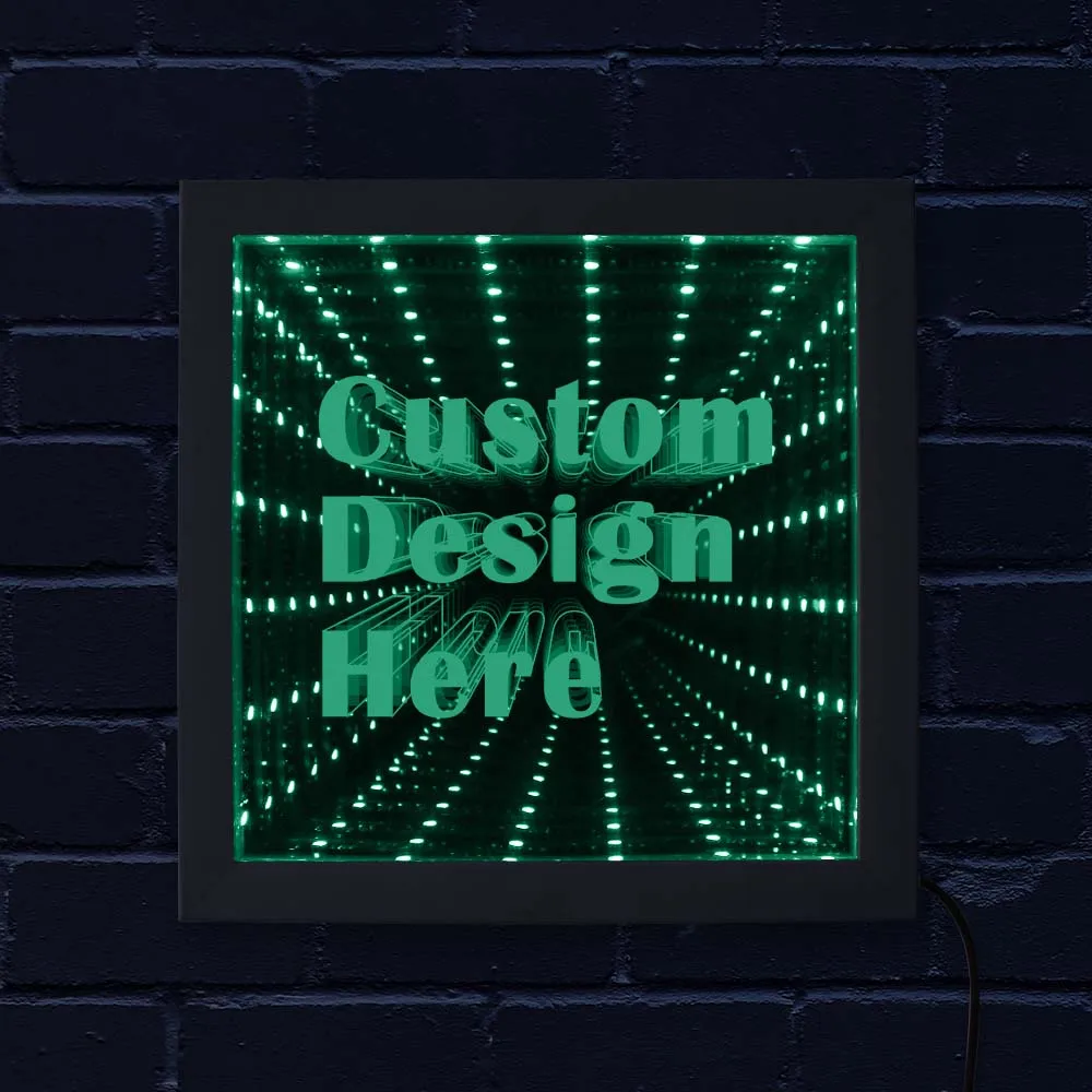 Светодиодный светильник с логотипом на заказ, деревянное зеркало с пользовательским именем и текстом, светодиодный художественный зеркальный светильник с красочным Светодиодный светильник, декор для комнаты, зеркало