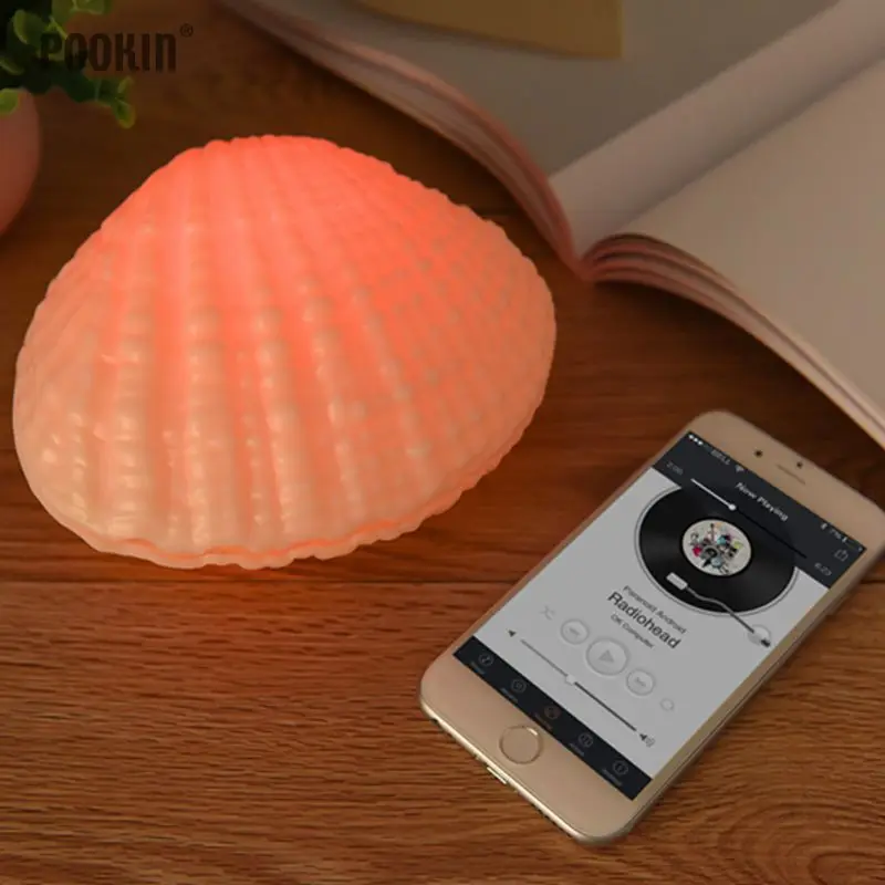 

Creative One -To-One shell model Rechargeable Battery Night Light 7 Colors Light Smart Music Audio Bluetooth Speaker Music Lamp