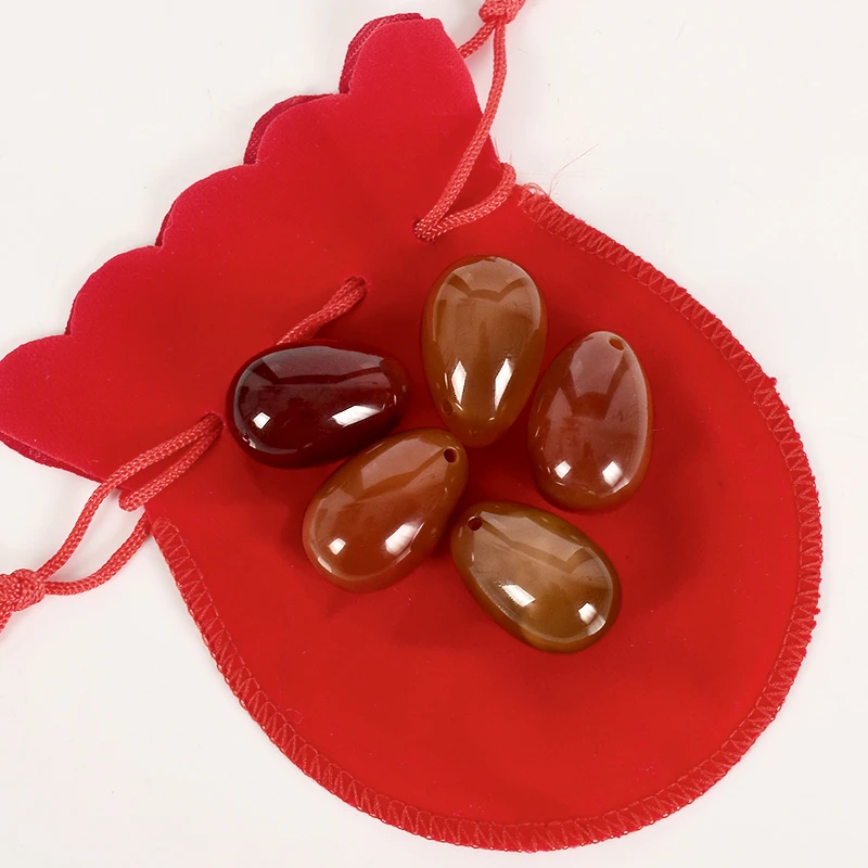 

Drilled Yoni Egg Massage Stone Natural Carnelian Jade Egg for Kegel Exercise Crystal Sphere Vaginal Ben Wa Balls 30*20mm
