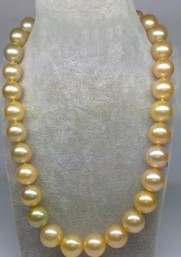 

Free Shipping >>>>>AAA++ 12MM SEA NATURAL SOUTH SEA GOLD PEARL NECKLACE 18INCH 925S