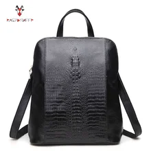 Rugía Ovejas Mujeres Mochila de Cuero Genuino Del Cocodrilo 3D Mujeres Mochila Bolsas Diarias Para Colegio Femenino de Moda Femenina Bolsas de Hombro