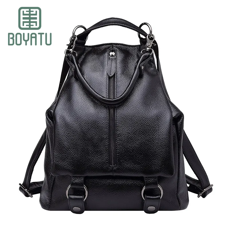 Boyatu brand Luxury Genuine Leather Fashion  multifunctional women bag High Quality Designer Brand Female  travel backpack