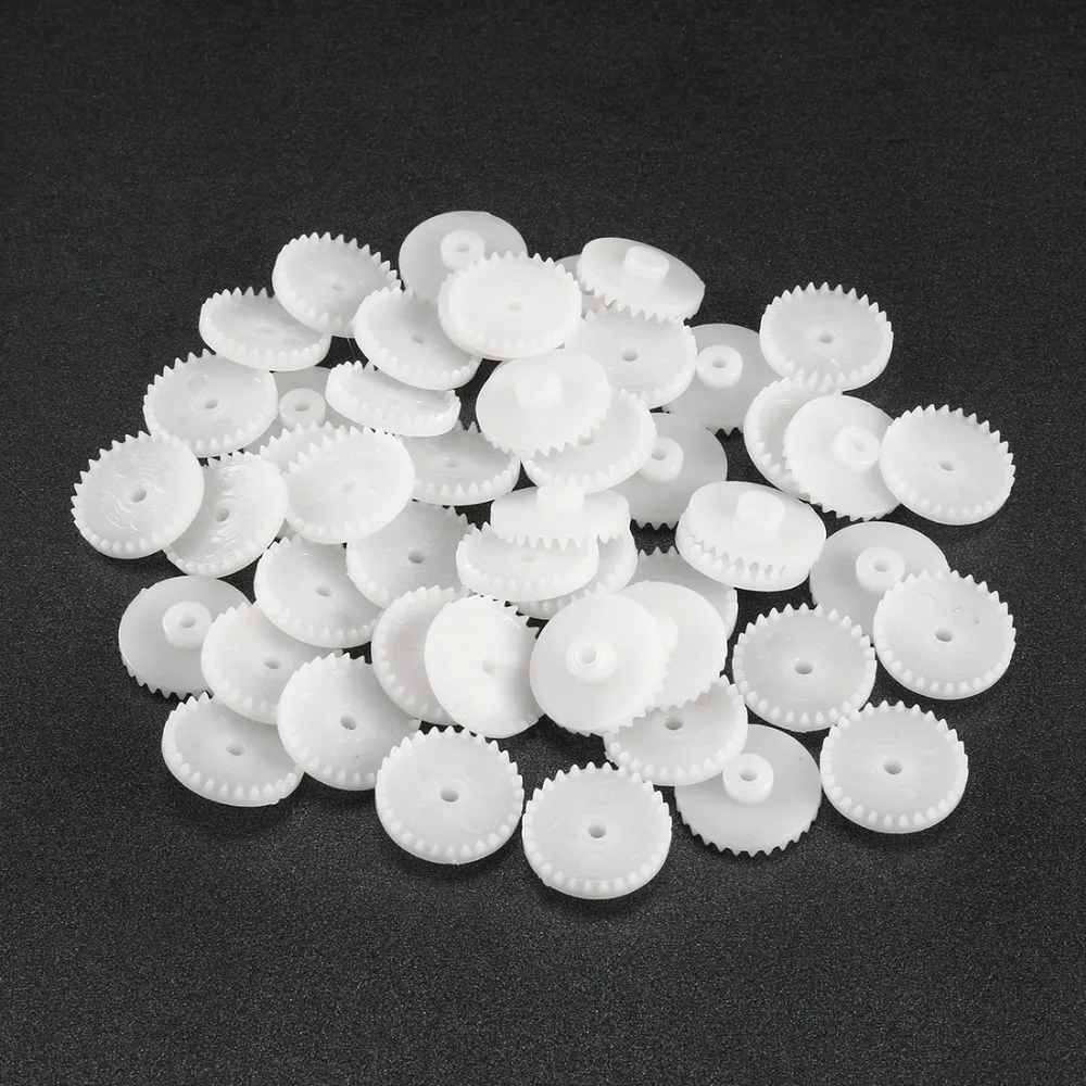 

Uxcell 50Pcs/lot C202/C282A White Plastic Gear 20/28 Teeth Toy Accessories 2mm Hole Diameter for DIY Car Robot Motor