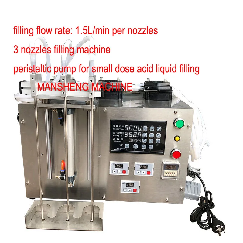 

Small flow peristaltic pump filler 20ml acid liquid filling machine soap fluid Detergent filler machine