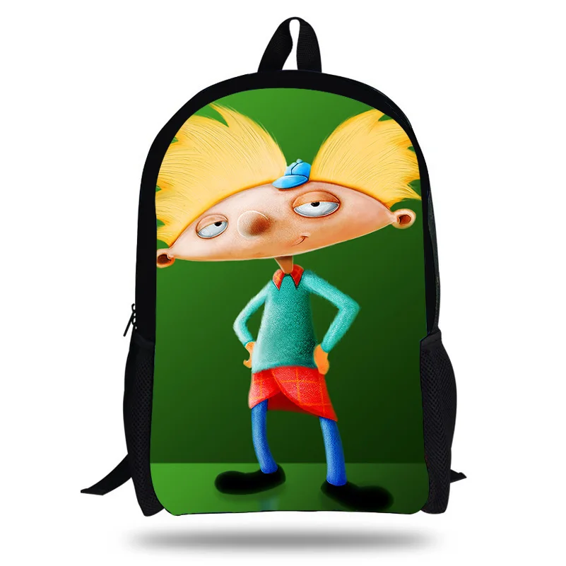 16 дюймов новейший дизайн Hey Arnold повседневный рюкзак с рисунком для подростков
