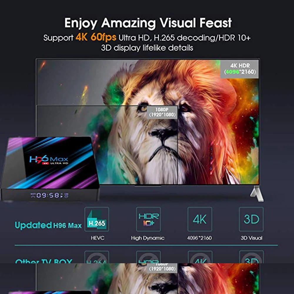 H96 Max Smart tv Box Android 9,0 RK3318 Четырехъядерный 4 ГБ ОЗУ 64 Гб ПЗУ H.265 медиаплеер USB 3,0 двойной WiFi 4K Android Мини ТВ-бокс