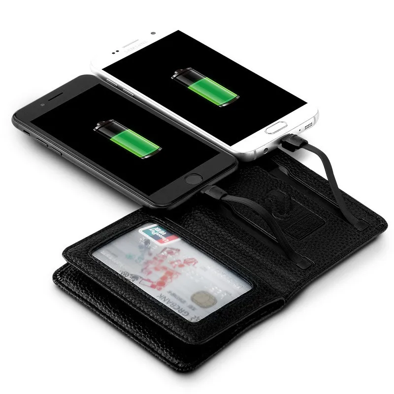 

BISIGORO Portable Smart Wallet With USB Charging Wallet Adapt For Ipone And Android Capacity 4000 mAh Men Women Creative Wallet