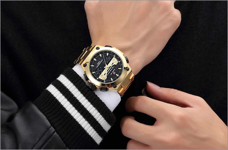 Золотые военные спортивные водонепроницаемые наручные часы Relogio Masculino мужские часы лучший бренд класса люкс кварцевые цифровые часы Новые мужские часы