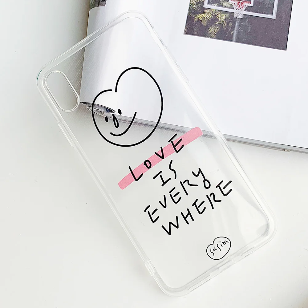 KIPX1103_8_JONSNOW Phone Case For iPhone 6S 7 8 Plus Love Pattern Clear Soft Silicone Cover Cases for iPhone X XR XS Max Capa Fundas