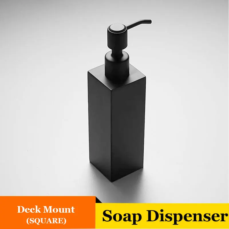 ULGKSD матовый черный диспенсер для мыла 300 мл круглый квадратный Настенный/палубное крепление ручные дозаторы для мыла используется для раковины аксессуары для ванной комнаты - Цвет: Square Deck Mount