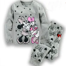 Комплект одежды для маленьких девочек, повседневные пижамы для девочек весенне-осенняя футболка с длинными рукавами+ штаны, детские костюмы из 2 предметов одежда с принтом животных, P132