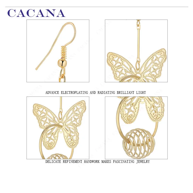 CACANA Dangle Long Earrings For Women Fllying Butterfly Catching A Ring Bijouterie Hot Sale No.A243 A244