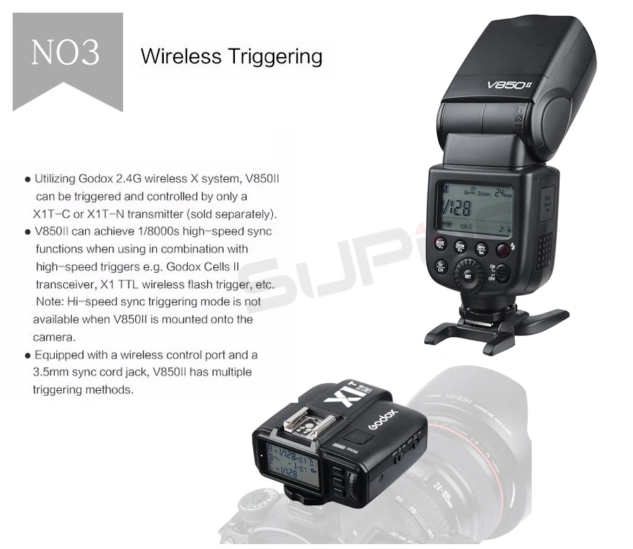 Godox V850II GN60 2,4G Беспроводная X СИСТЕМА Speedlite литий-ионный аккумулятор вспышка светильник с автомобильным зарядным устройством для камеры Canon Nikon sony