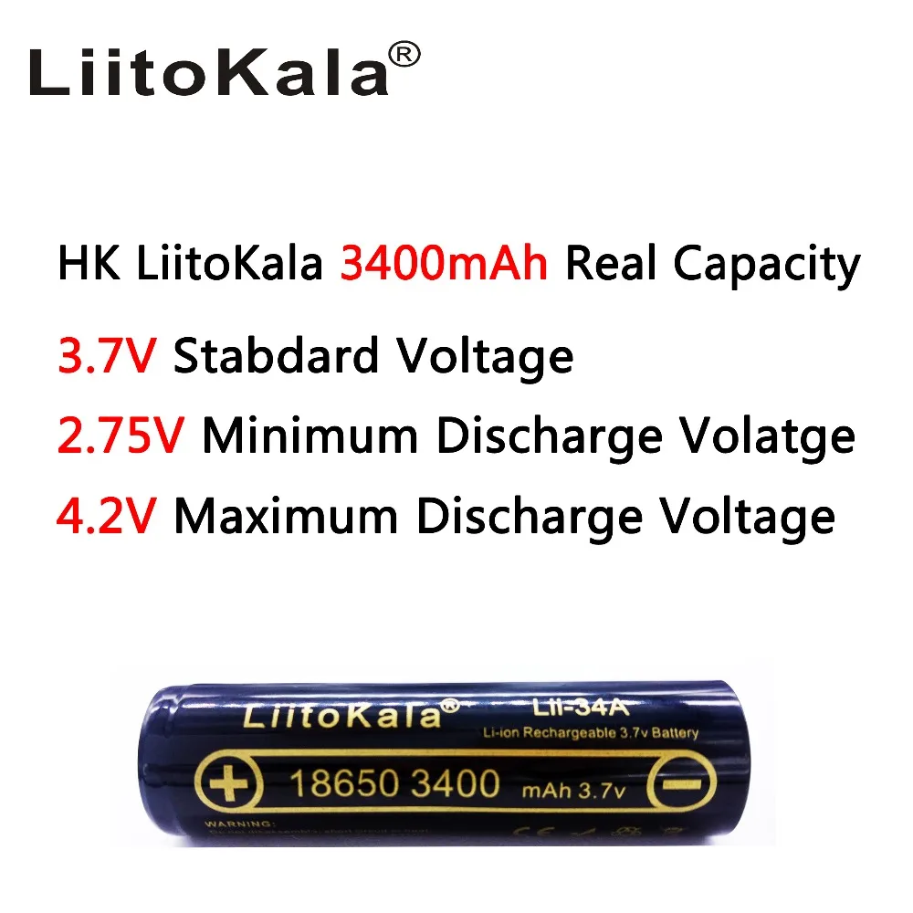 Зарядное устройство liitoKala+ 2 шт LiitoKala lii-202 ii-34A 18650 3400 мАч перезаряжаемый аккумулятор для фонарика, загрузка 4-5 А