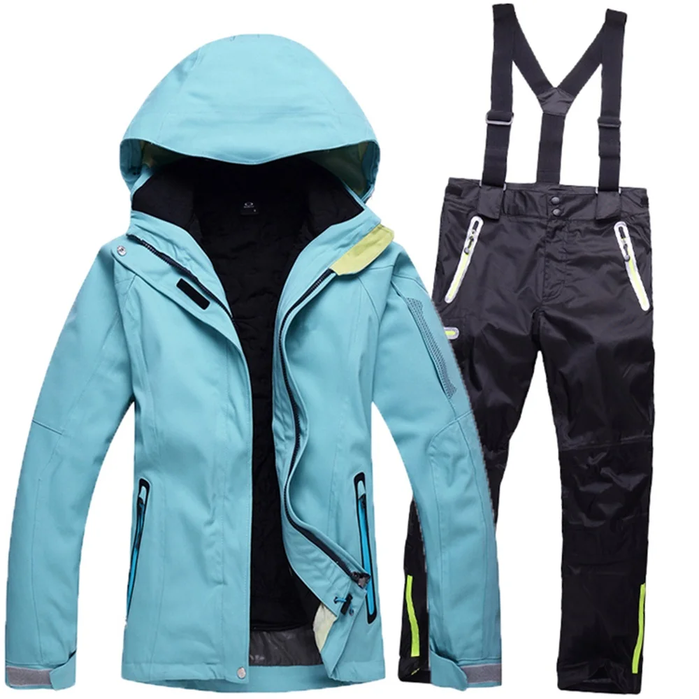 Snow Skiing Suit For Women Water Windroof Skiing jacket & snow bib set