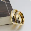 Anillo de acero inoxidable Color plata oro Zirconia cúbica pareja anillo de boda moda joyería de compromiso regalo de calidad para hombres y mujeres ► Foto 2/6