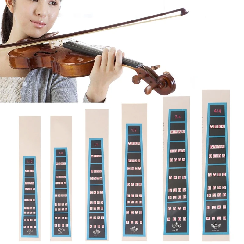 

4/4 3/4 1/2 1/4 1/8 1/10 Violin Fiddle Finger Guide Fingerboard Sticker Practice