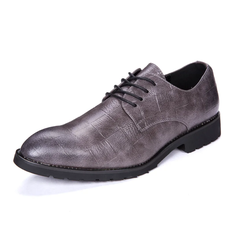men shoe pointed toe italian formal dress leather silver ballet flats male footwear luxury brand 2017 derby oxford shoes for men (2)