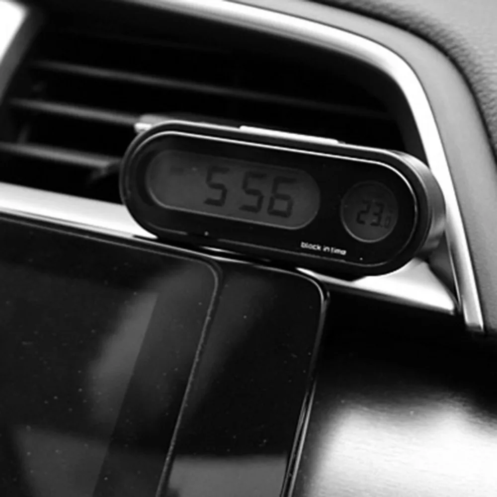 2-in-1 Auto Car Electronic Clock Luminous Thermometer LED Digital Display Mini Portable Dashboard Clock Car Accessories