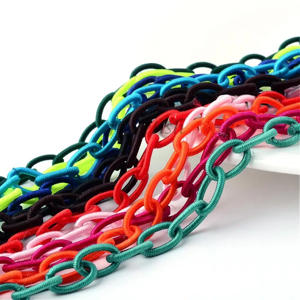 Handmade Nylon Cross Chains Loop, Oval, Mixed Color, 1214x710x2mm