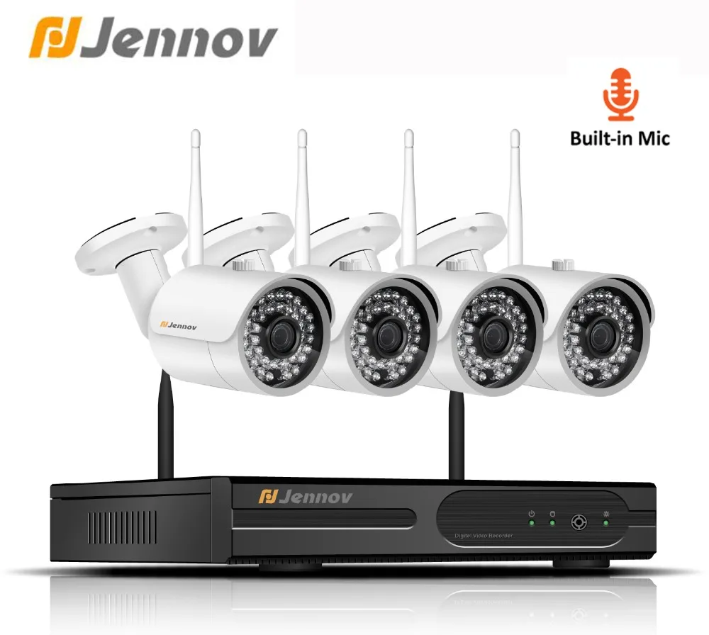 

Jennov 1080P 4CH Home Security Camera System Wireless With Audio Recording Wifi Video Surveillance IP Camera CCTV NVR Kit 2MP