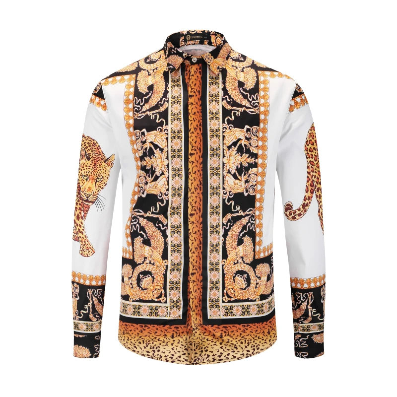 

Brand New Luxury palace Men Shirt Men's Fashion Dress Shirts slim fit Casual Long Sleeve Cotton Shirts 3D printing Shirt 90157