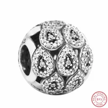 925 стерлингового серебра каплевидный узор каскадные Гламурные бусины с прозрачными CZ DIY Fit PANDORA Подвески для женщин Изготовление ювелирных изделий FL606