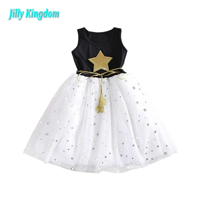 2019 Summer Kids Girls Dresses Gold Star Baby Girl Kids Clothes For
