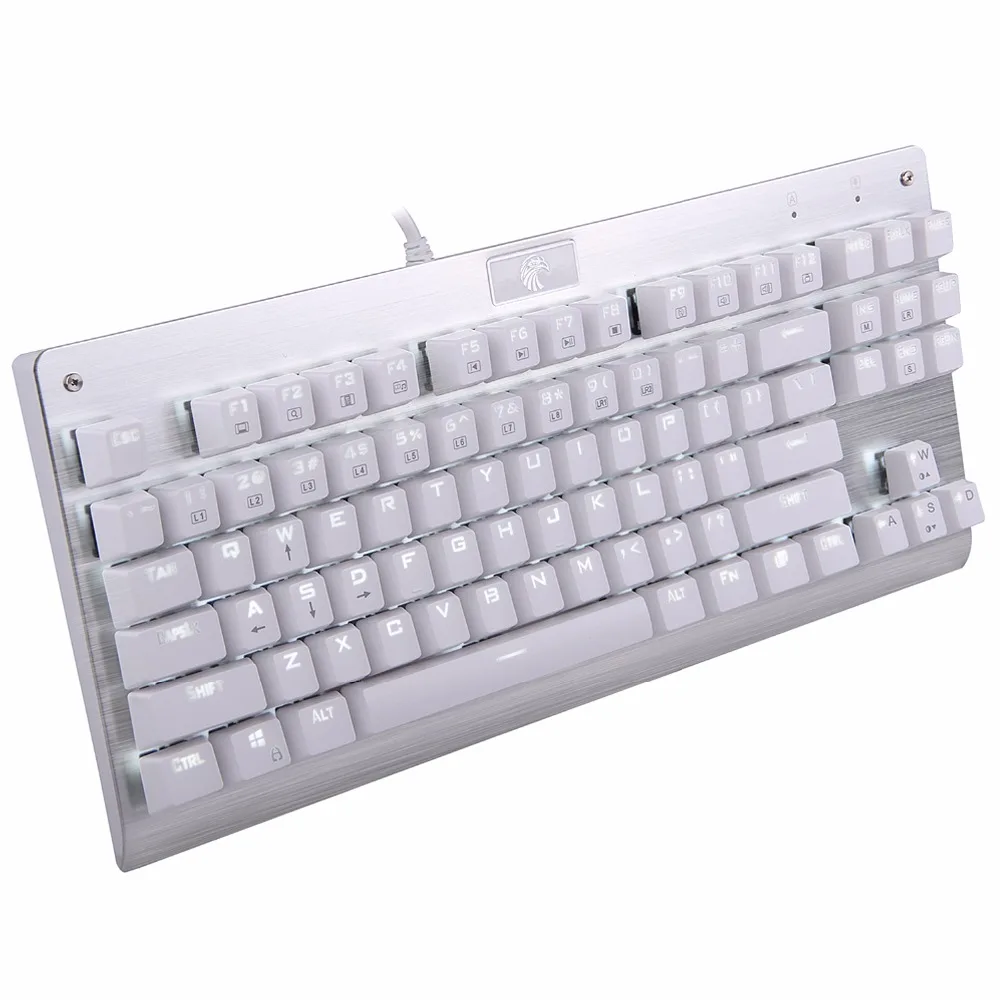 Eagle 87 keys White LED Backlit Mechanical Gaming Keyboard Blue