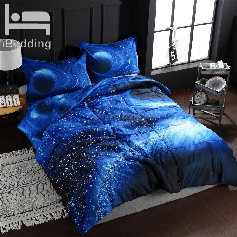 

Starry Sky Galaxy 3D Printed Quilts Set 1pc Quilt and 2pcs Pillow sham