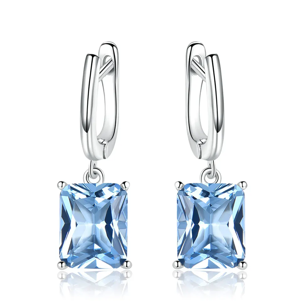 Blue topaz UMCHO Твердые 925 пробы серебро изумруд обручение свадебные серьги для женщин драгоценный камень Винтаж себе Свадебные украшения подарок для - Цвет камня: Blue topaz
