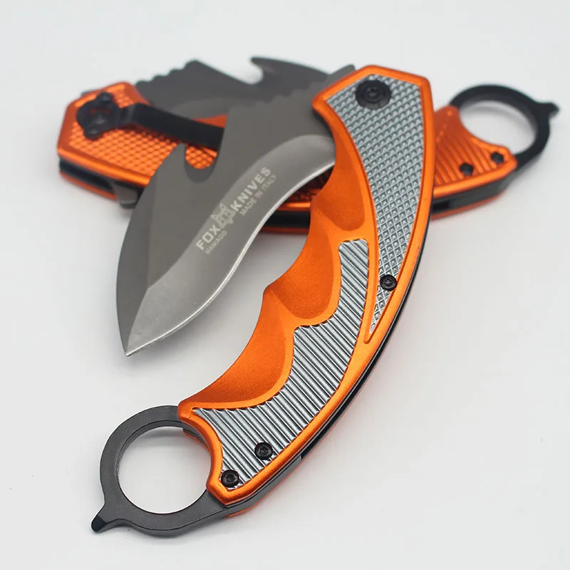 

Hot utility survival folding knife rescue camping knife tactical Pocket knives hand multi tools gray titanium coat blade CS GO