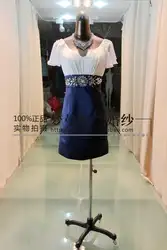 Бесплатная доставка 2018 Новое поступление vestido de festa Кристалл бисера v-образным вырезом с короткими рукавами элегантные короткое платье для