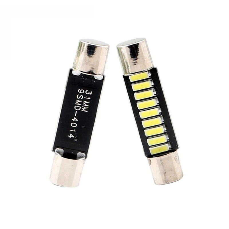KEYECU 50 шт. супер яркий белый 12 в 6000 К 31 мм 4014 9 SMD LED Зеркальный предохранитель